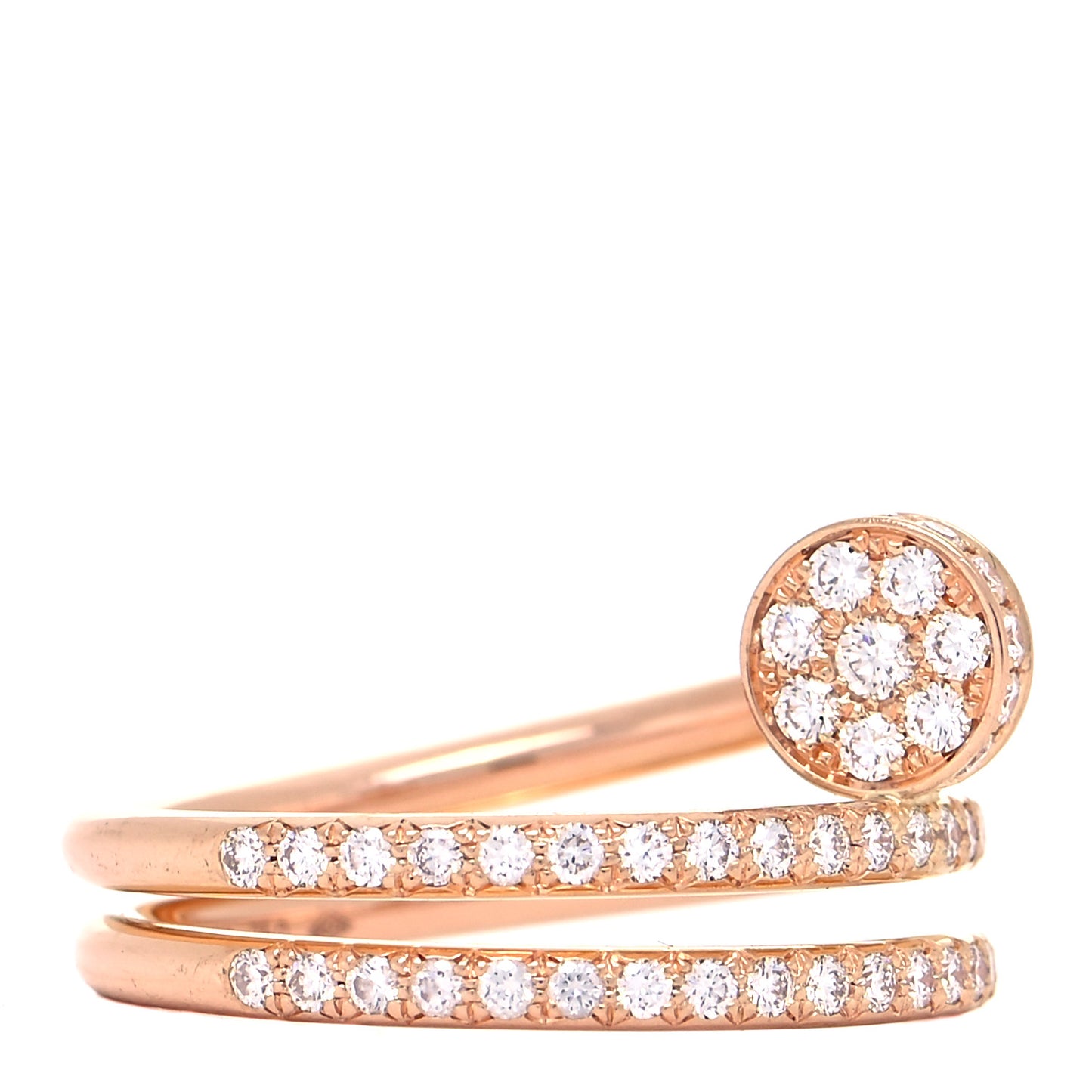 18K Pink Gold Diamond Double Juste Un Clou Paved Ring 49 4.75