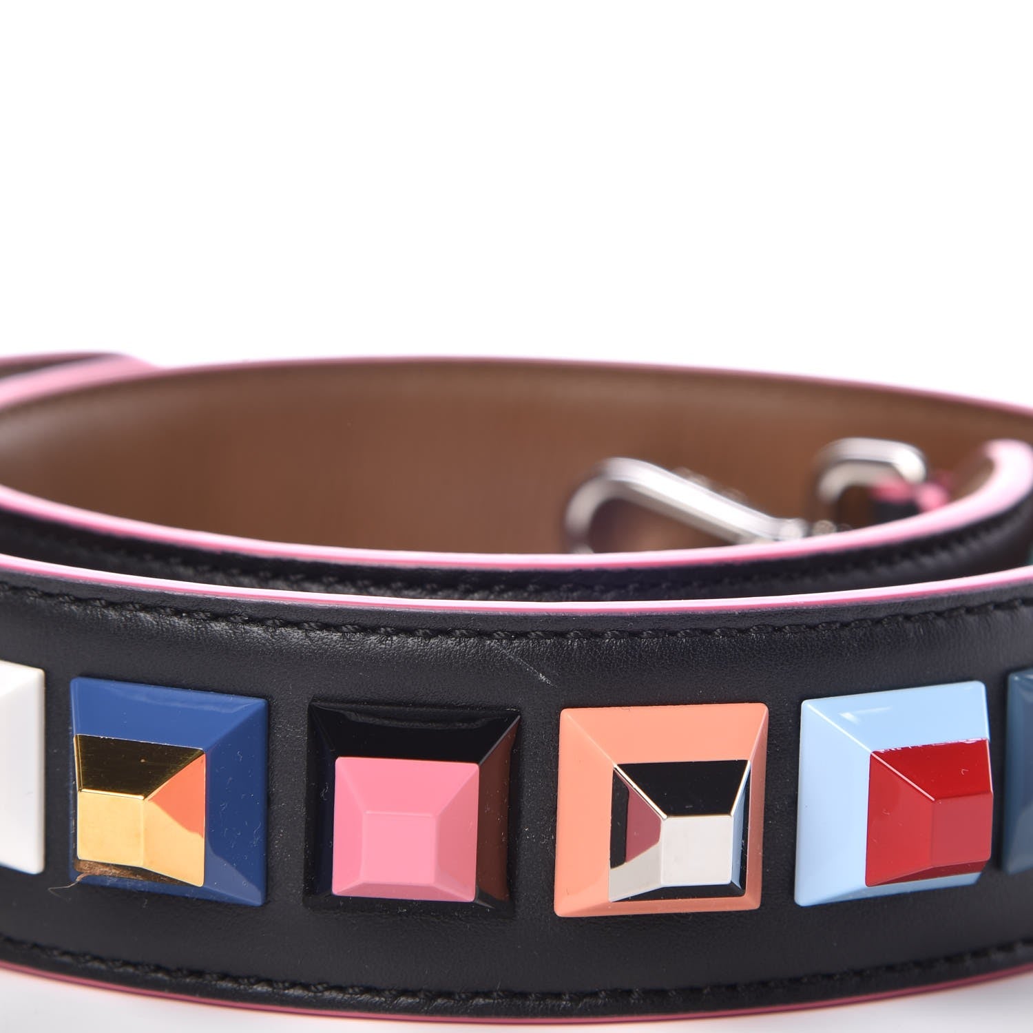 Fendi Vitello Dolce Plexiglass Bi-Color Studded Strap You Black Brownie Multicolor 4 of 4
