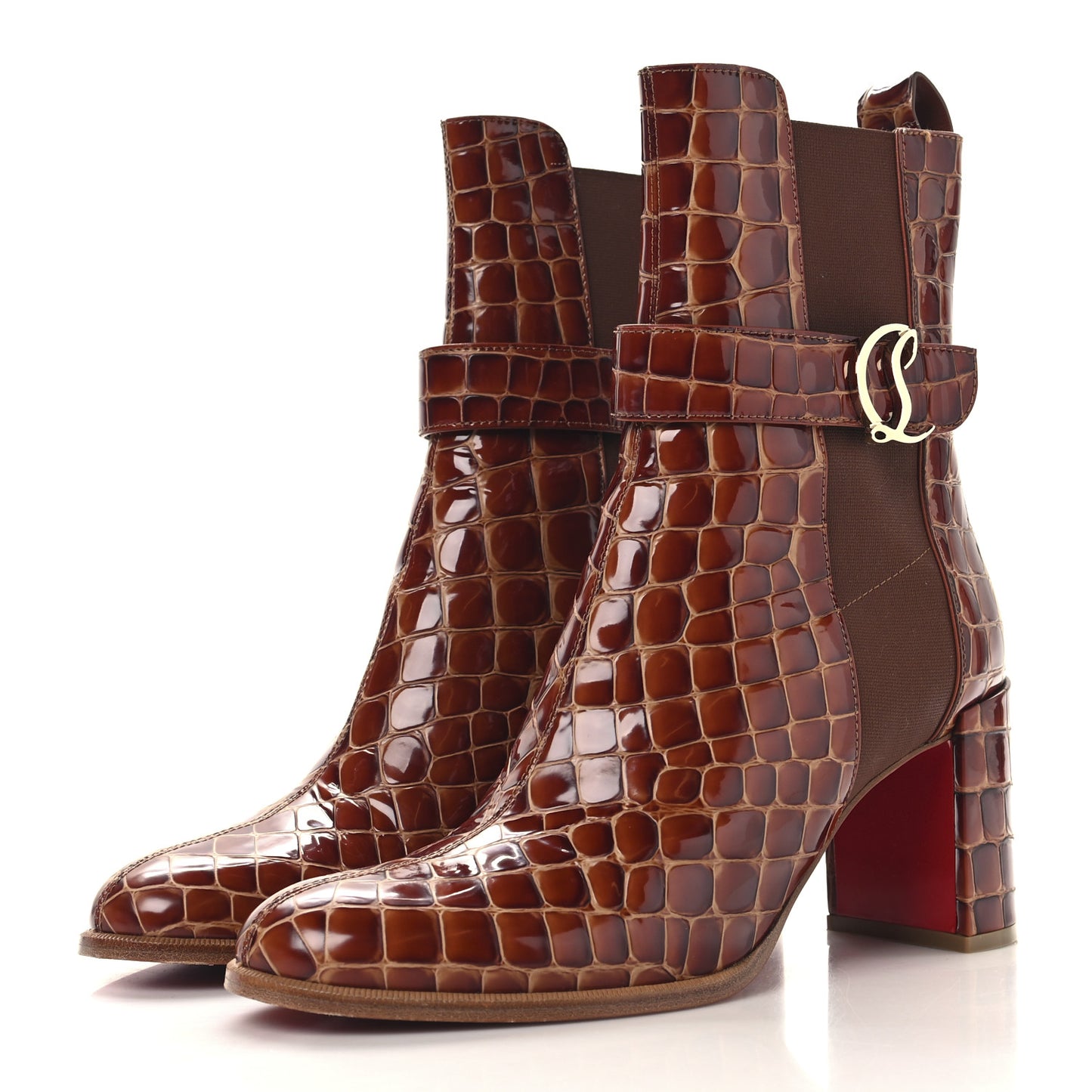 Calfskin Alligator Embossed CL Chelsea 70 Booty 41 Acajou
