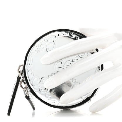 Gucci Guccissima Mirror Effect GG Round Coin Purse Silver 2 of 10