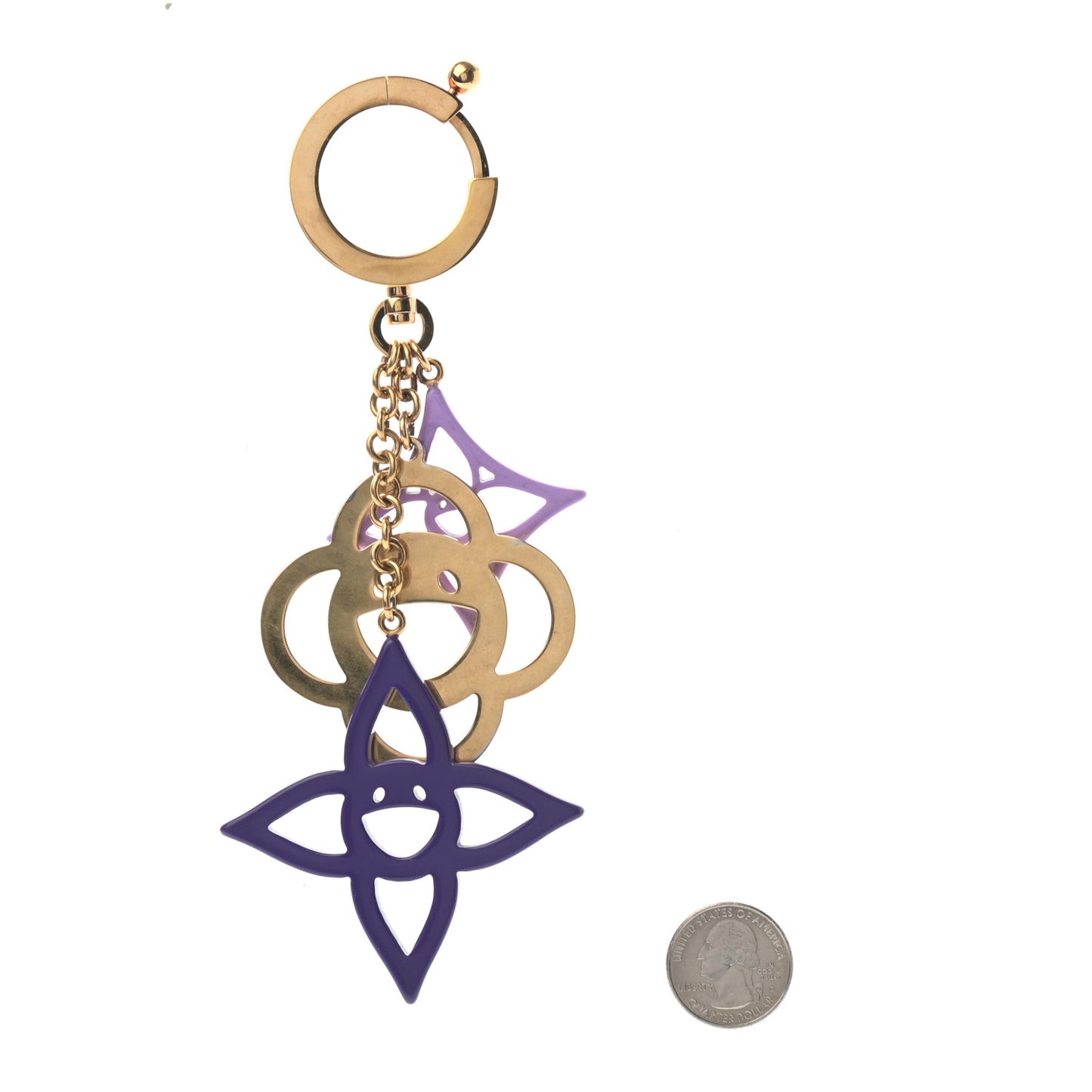 Brass Enamel Cosmic Blossom Bag Charm Violet