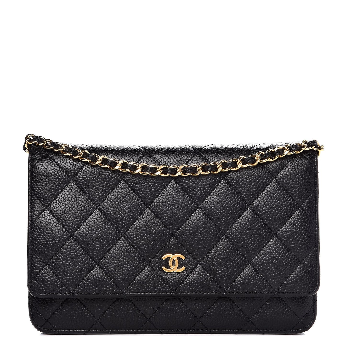 Caviar Quilted Wallet On Chain WOC Black