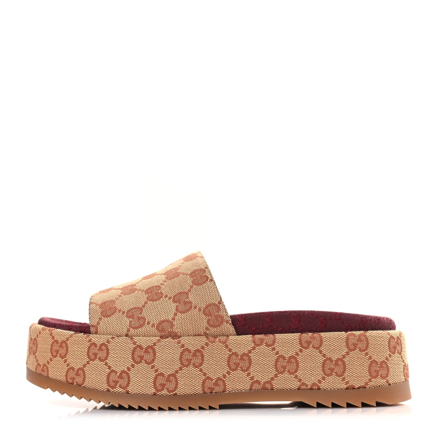 Canvas GG Monogram Angelina Platform Slide Sandals 37.5 Beige Ruggine