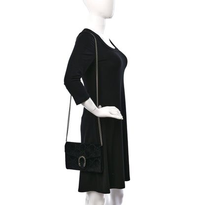 Gucci Velvet GG Monogram Mini Dionysus Chain Wallet Black 2 of 11