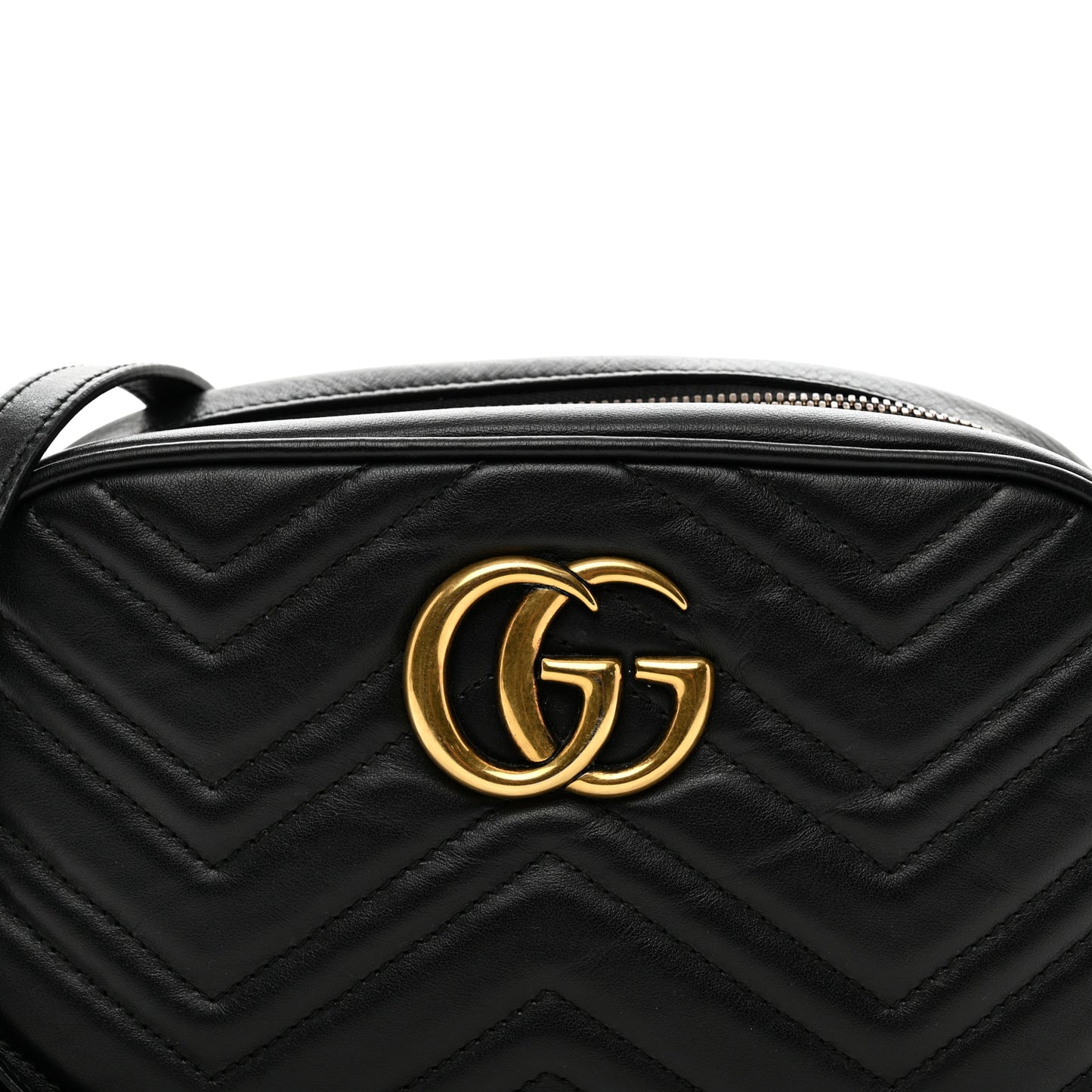 Calfskin Matelasse Small GG Marmont Chain Shoulder Bag Black