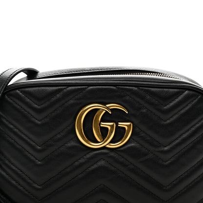 Gucci Calfskin Matelasse Small GG Marmont Chain Shoulder Bag Black 5 of 12