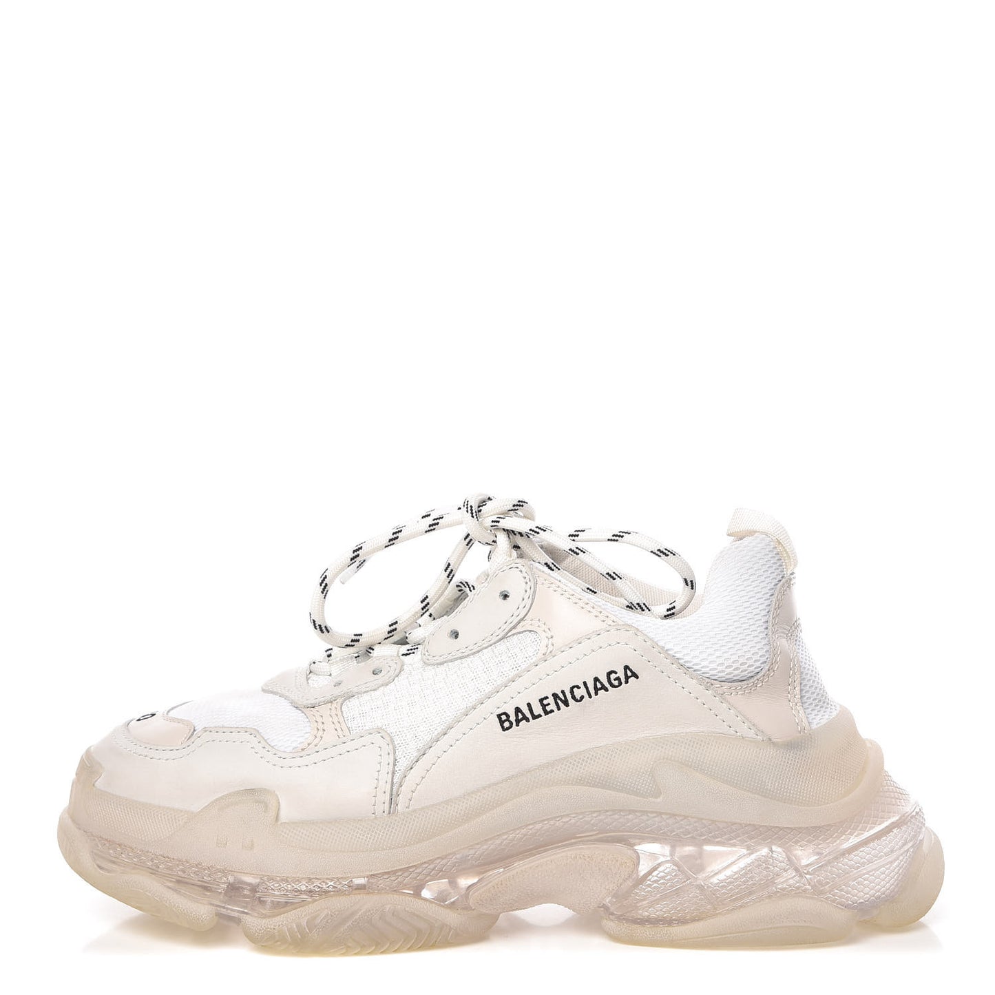 Fabric Mesh Clear Sole Mens Triple S Sneakers 40 White