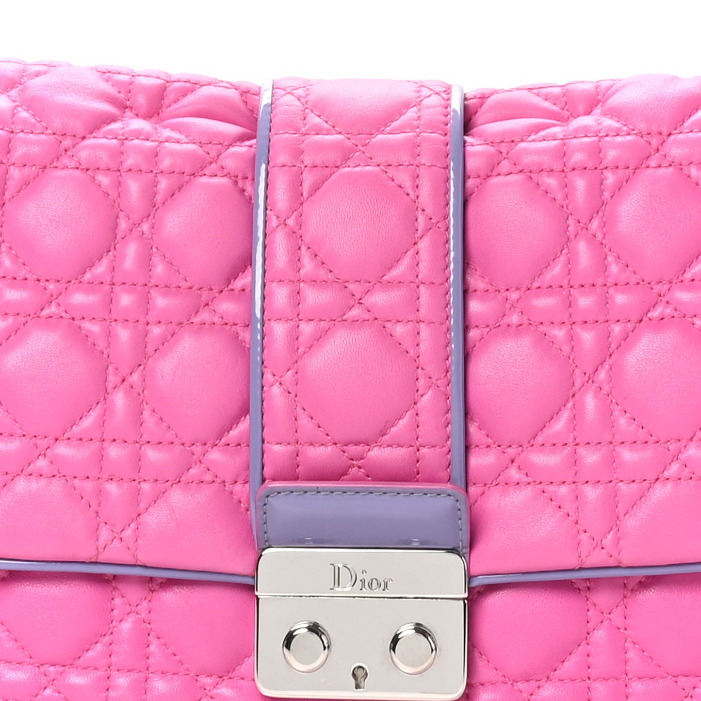 Lambskin Cannage New Lock Flap Pink Purple