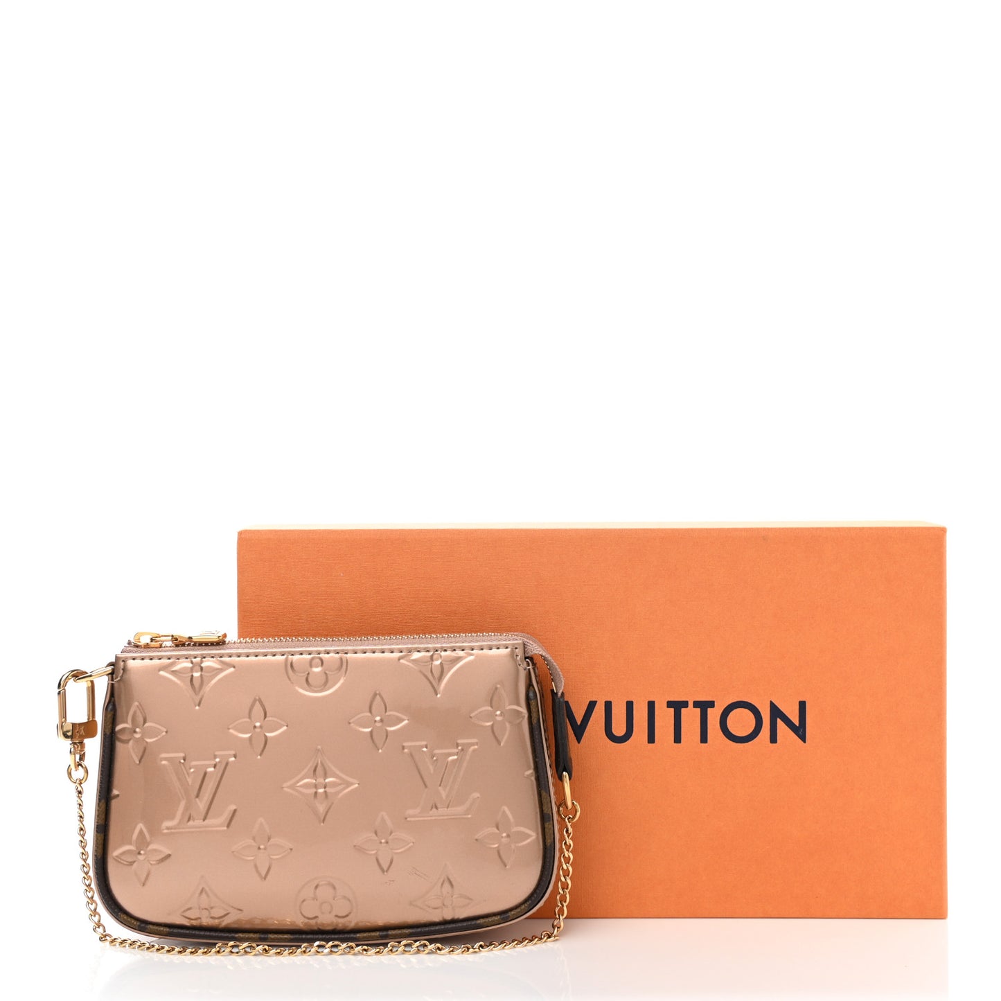 Metallic Vernis Mini Pochette Accessories Rose Gold