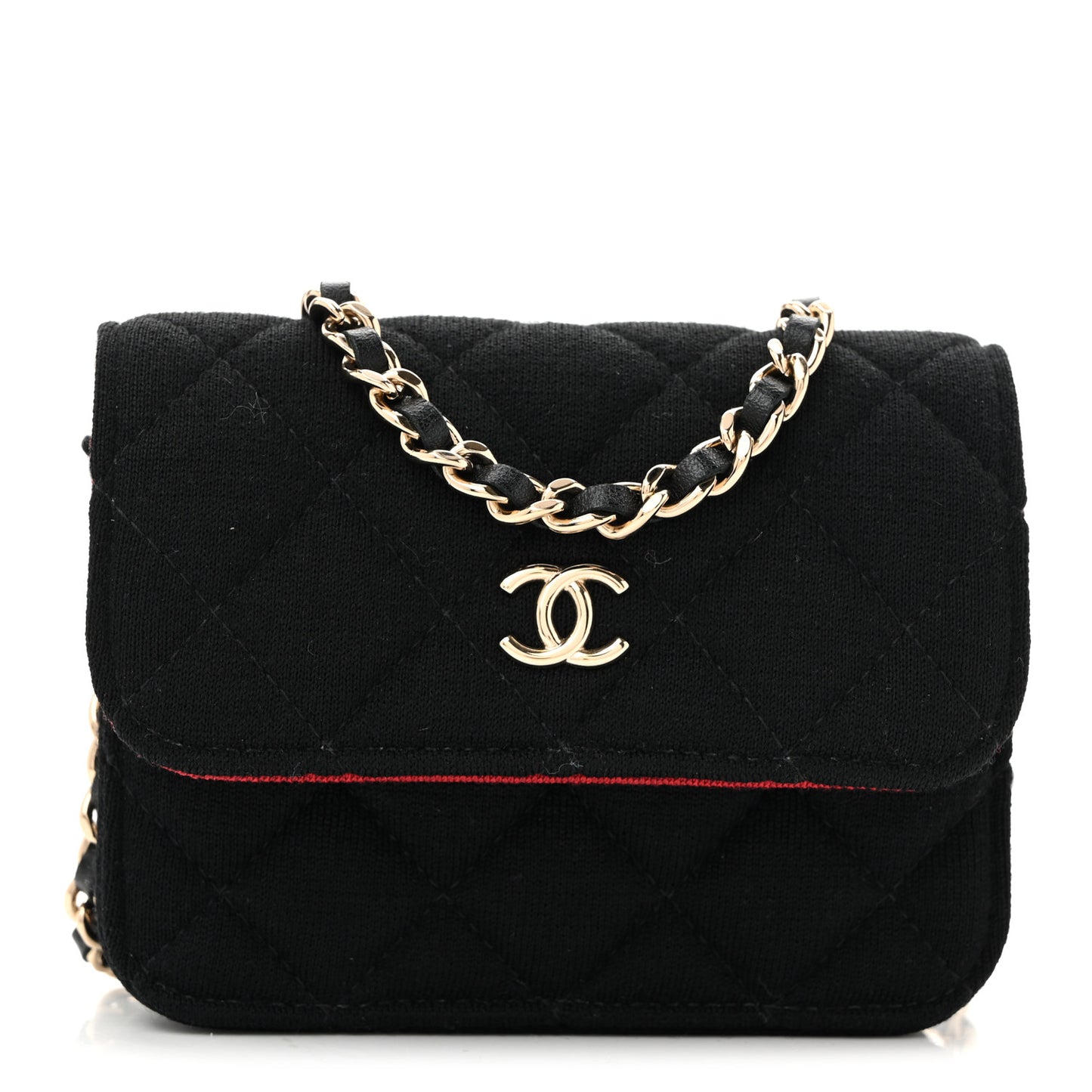 Jersey Quilted Micro Mini Flap Black