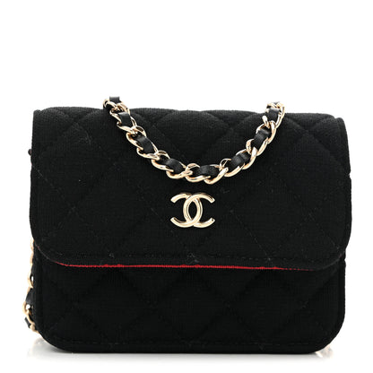 Chanel Jersey Quilted Micro Mini Flap Black 1 of 10