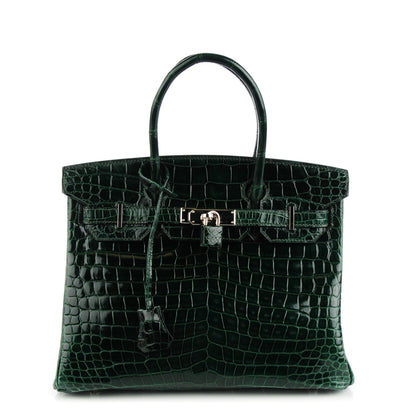 Hermes Shiny Porosus Crocodile Birkin 30 Vert Fonce 1 of 20
