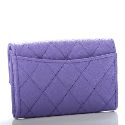 Chanel Caviar Quilted Flap Card Holder Wallet Purple 3 of 7