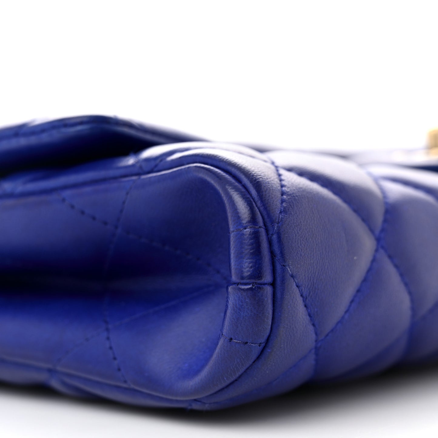 Lambskin Quilted Clutch with Chain Flap Blue