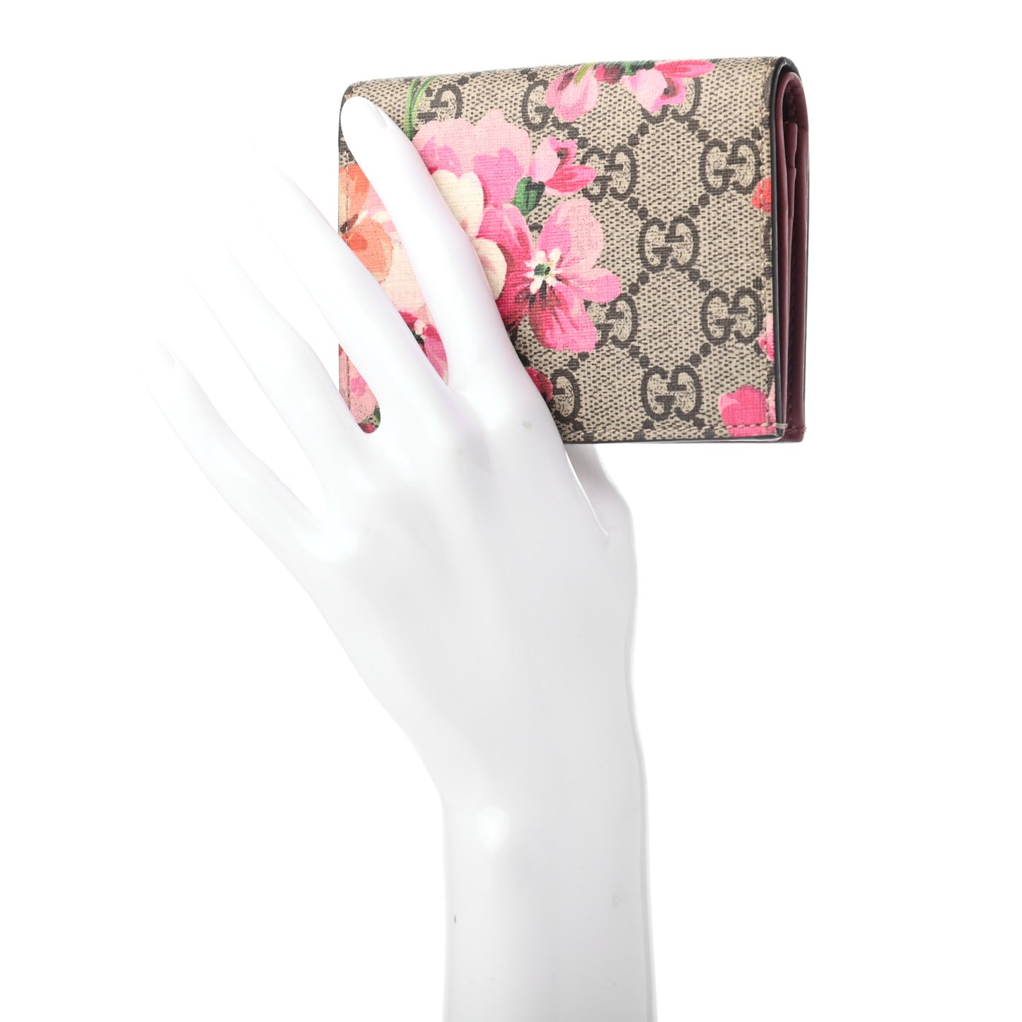 GG Supreme Monogram Blooms Card Case Beige Multicolor Dry Rose