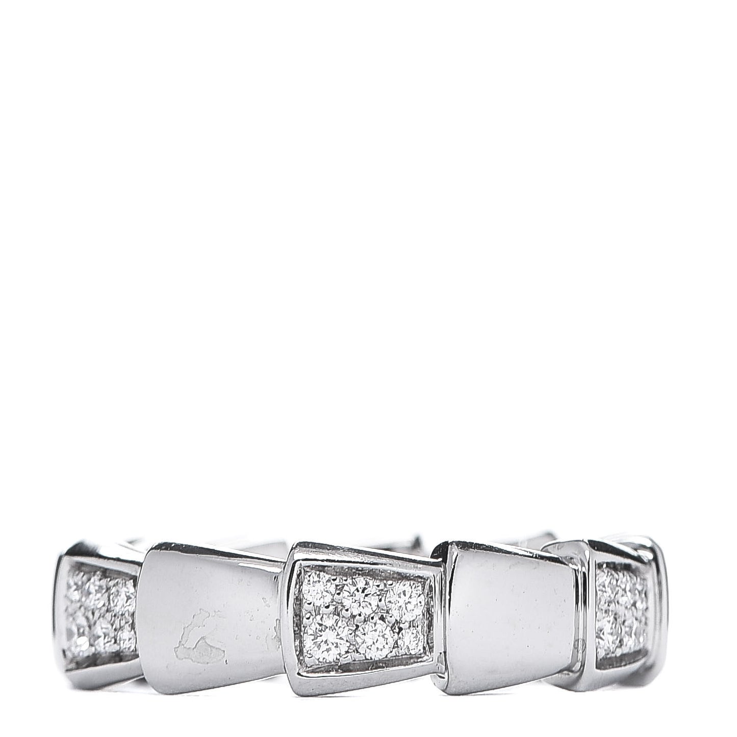 18K White Gold Diamond Serpenti Band Ring 56 7.5