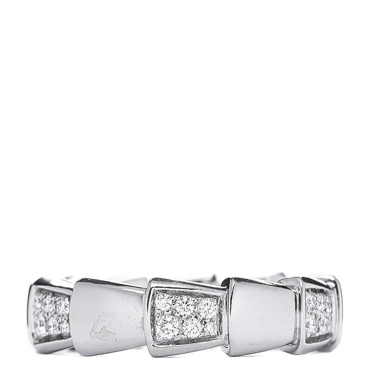 Bulgari 18K White Gold Diamond Serpenti Band Ring 56 7.5 1 of 6