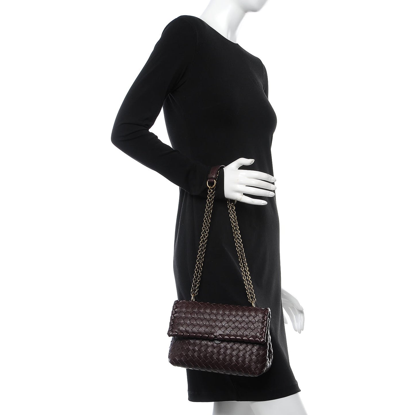 Nappa Intrecciato Baby Olimpia Shoulder Bag Dark Barolo