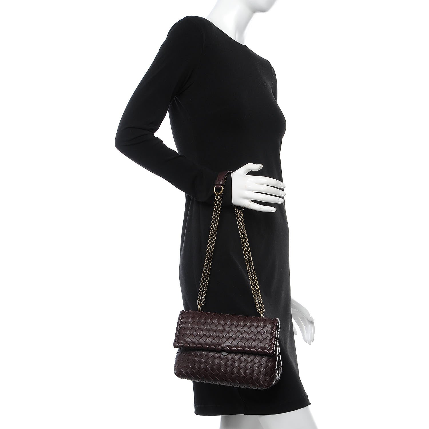 Bottega Veneta Nappa Intrecciato Baby Olimpia Shoulder Bag Dark Barolo 3 of 9