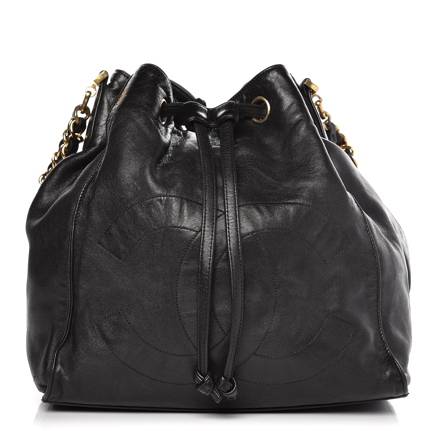 Chanel Lambskin CC Drawstring Shoulder Bag Black 1 of 11
