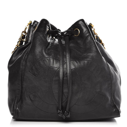 Chanel Lambskin CC Drawstring Shoulder Bag Black 1 of 11