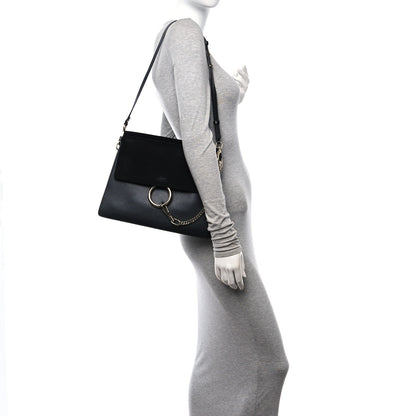 Chloe Suede Calfskin Medium Faye Shoulder Bag Black 2 of 9