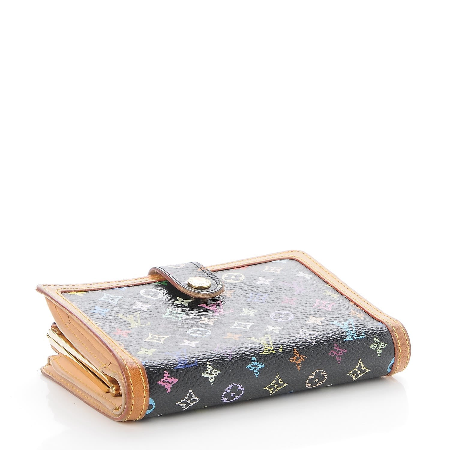 Louis Vuitton Monogram Multicolor French Purse Wallet Black 4 of 8