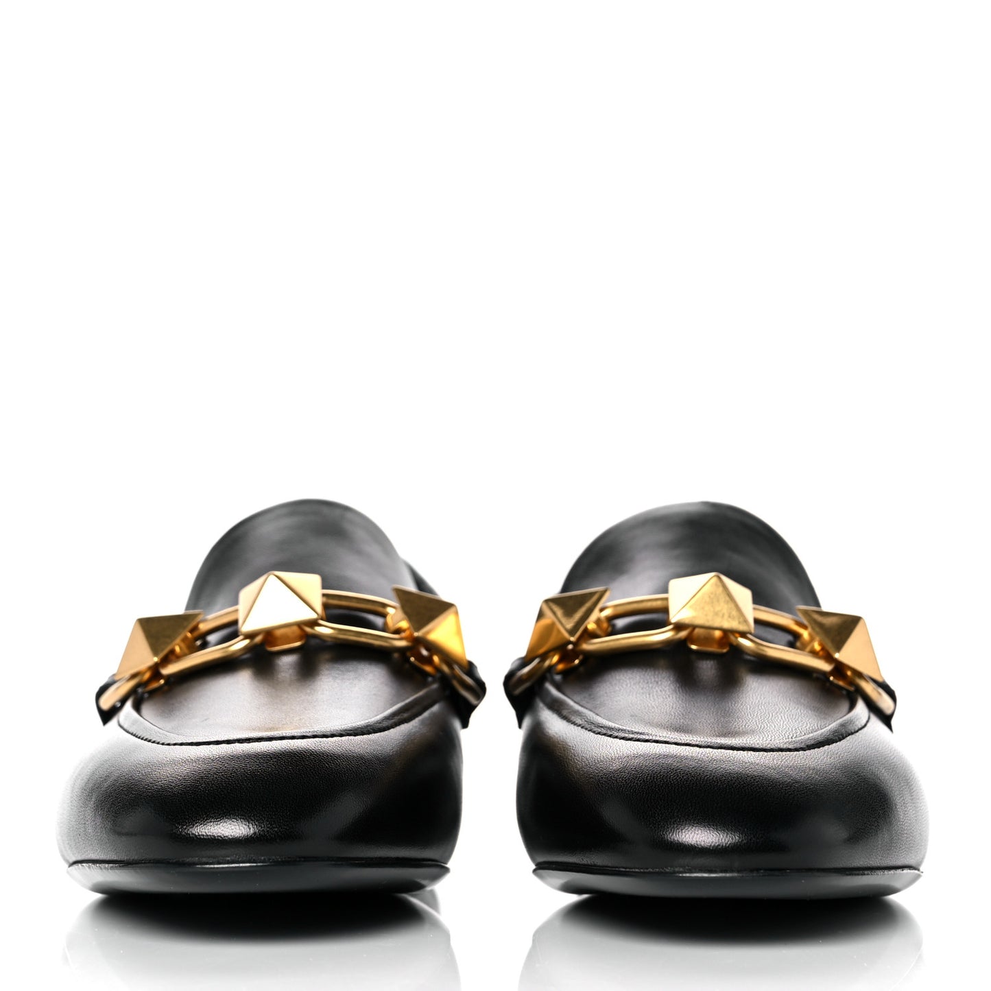 Nappa Stud Sign Loafers 39 Black