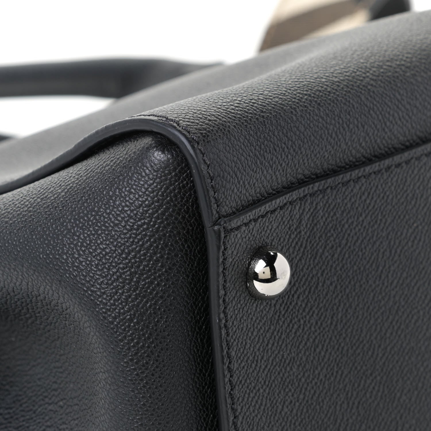 Burberry Soft Grain Calfskin Medium Buckle Tote Black 7 of 11