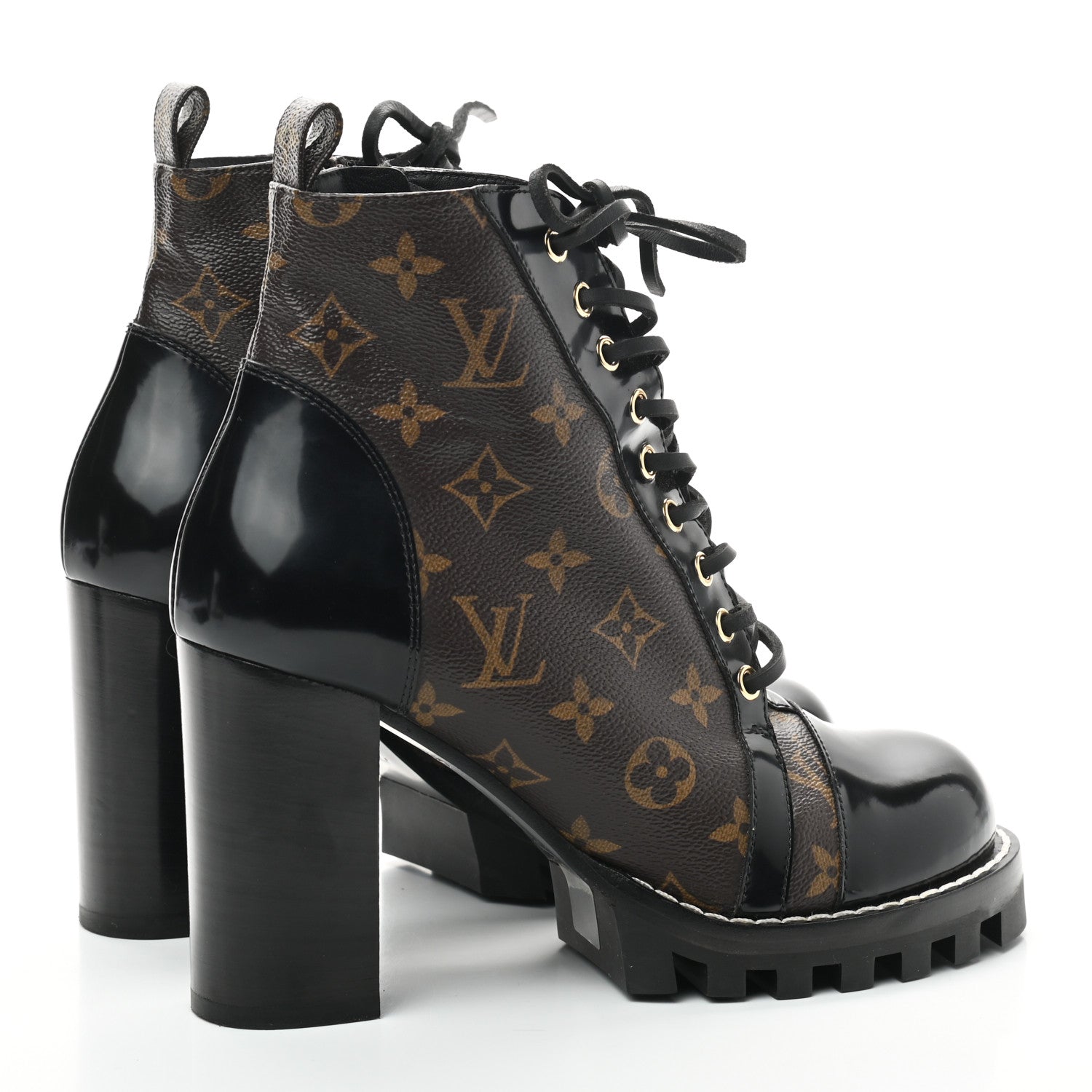 Louis Vuitton Patent Calfskin Monogram Star Trail Ankle Boots 40 Black 4 of 8
