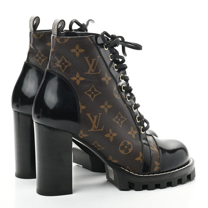 Louis Vuitton Patent Calfskin Monogram Star Trail Ankle Boots 40 Black 4 of 8