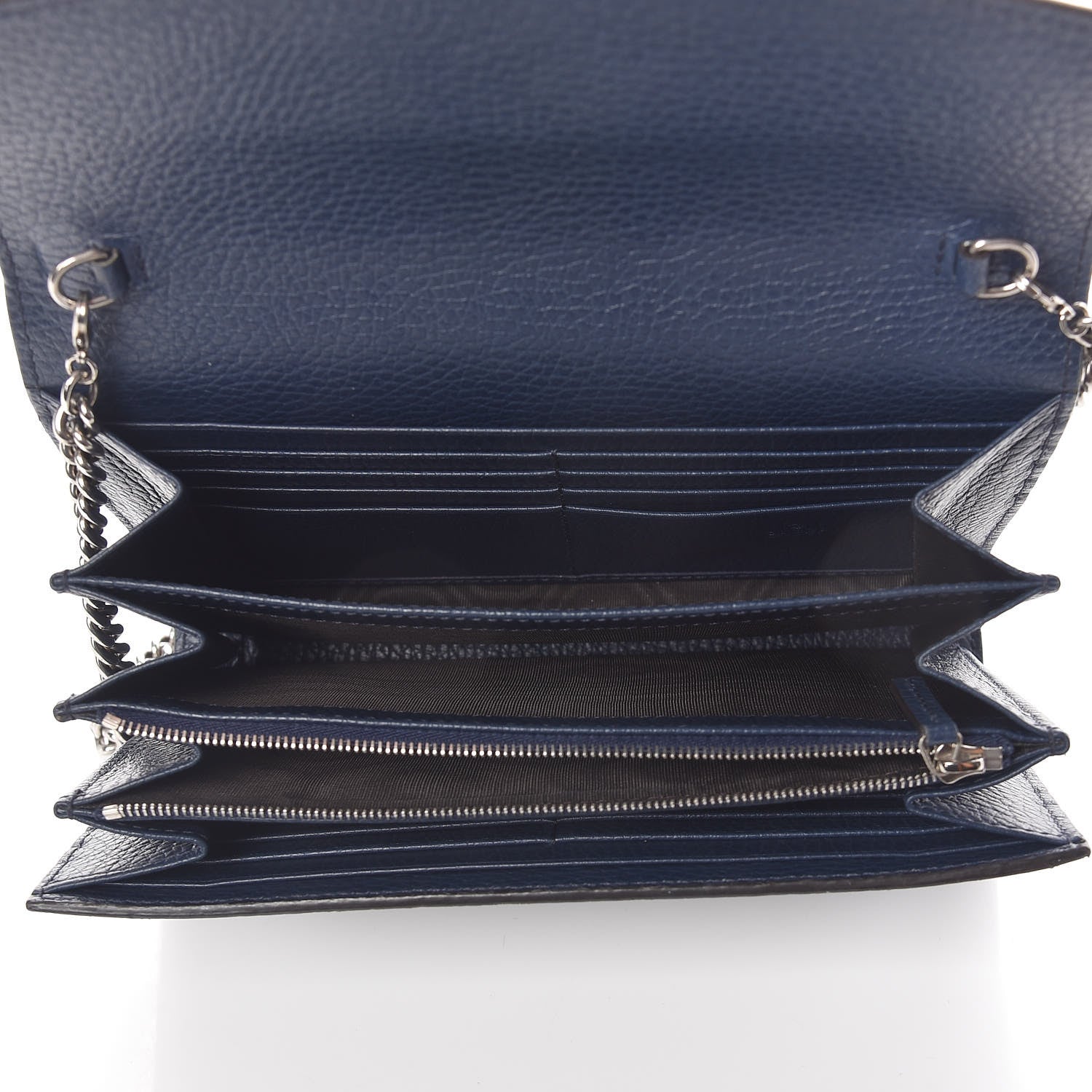 Gucci Dollar Calfskin Crystal Mini Dionysus Chain Wallet Blue Agata Black Diamond 5 of 9