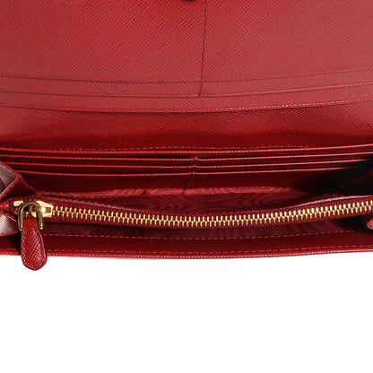 Prada Saffiano Metal Continental Flap Wallet Fuoco 5 of 10