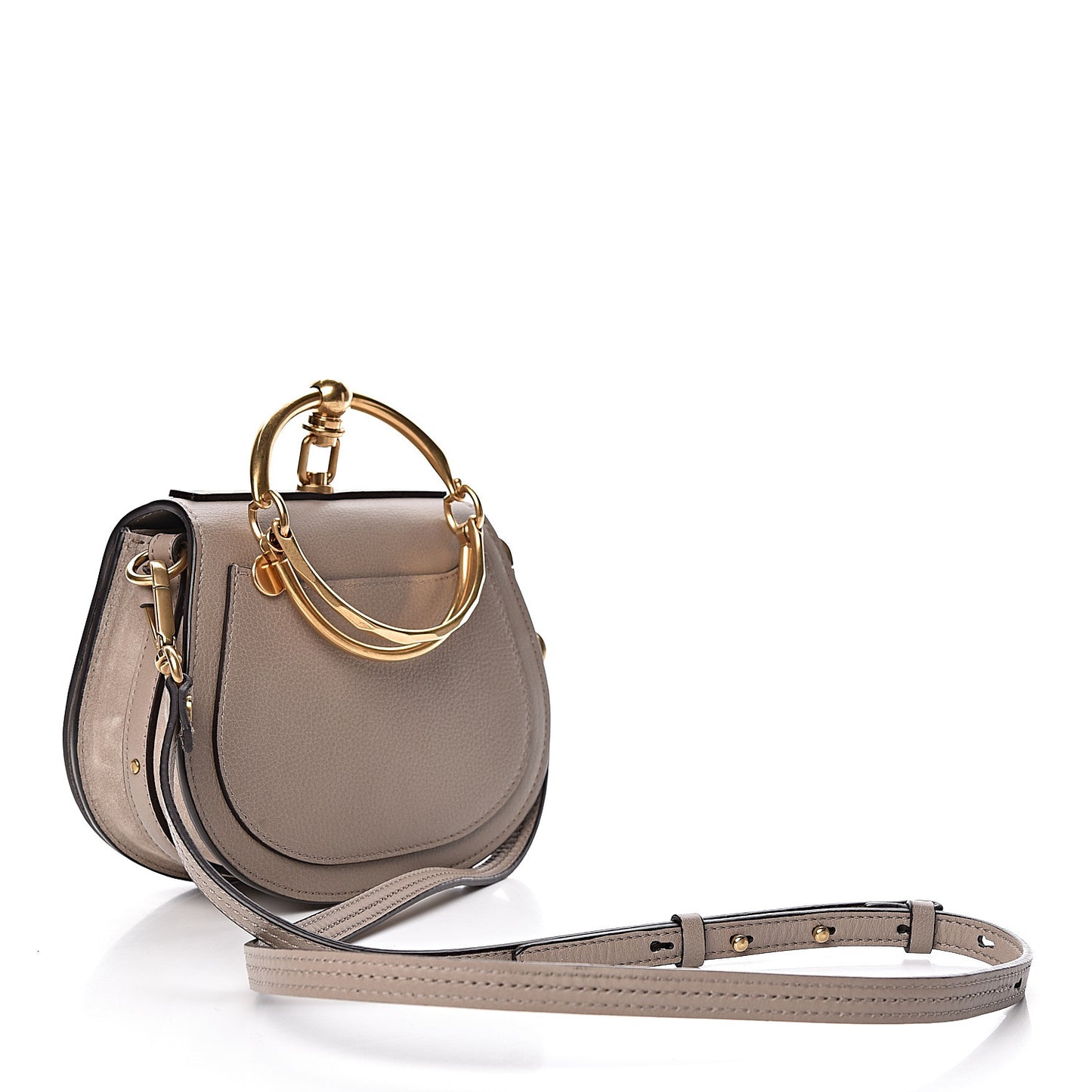 Calfskin Suede Small Nile Bracelet Bag Motty Grey