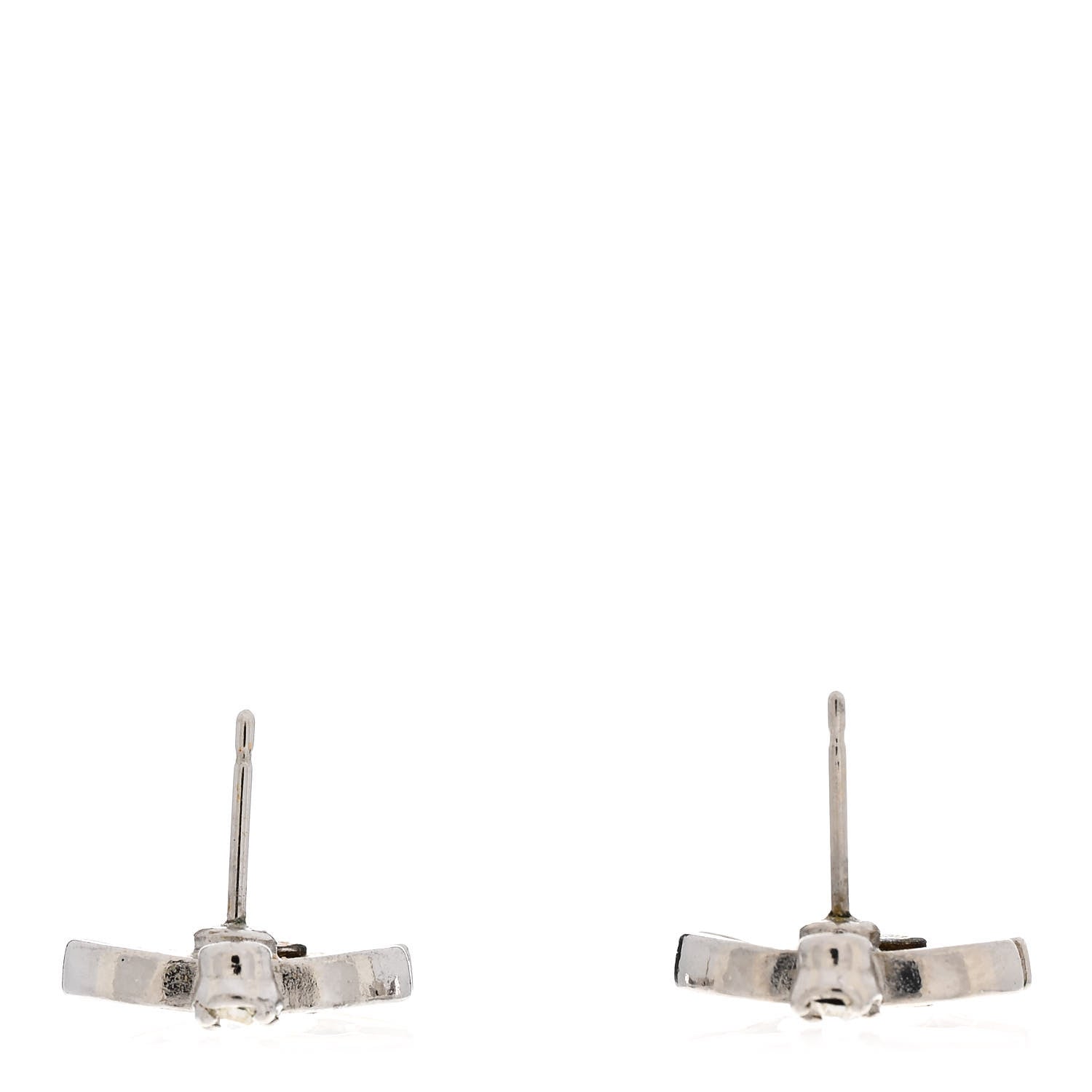 Chanel Resin Crystal CC Earrings Silver White 3 of 5