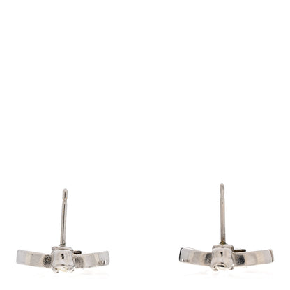 Chanel Resin Crystal CC Earrings Silver White 3 of 5