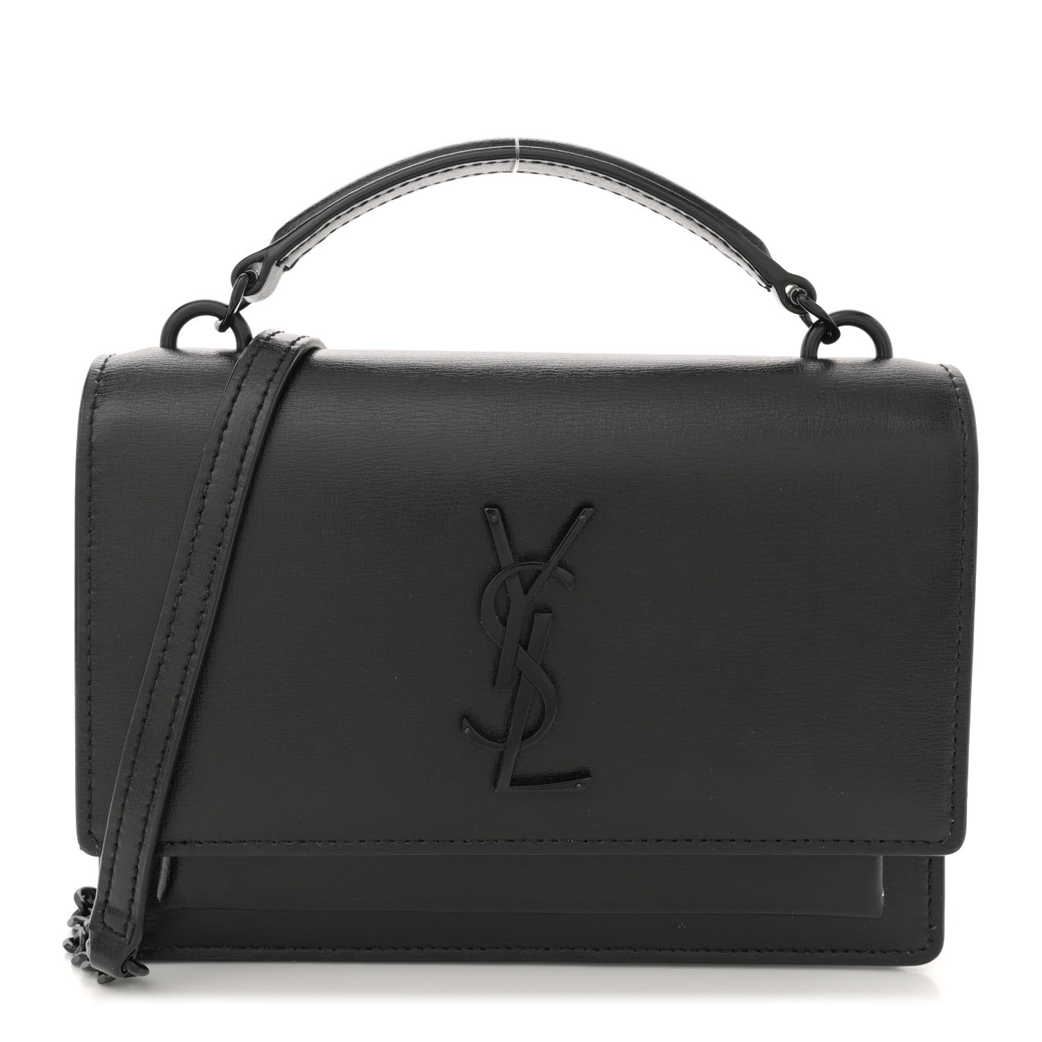 Saint Laurent Calfskin Monogram Sunset Chain Wallet Black 1 of 12