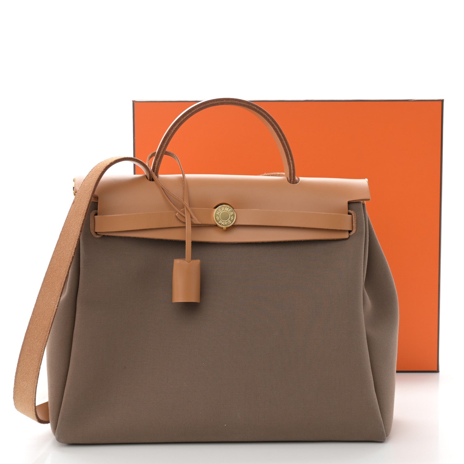 Hermes Toile Vache Hunter Herbag Zip Retourne 31 PM Etoupe Dune 12 of 12