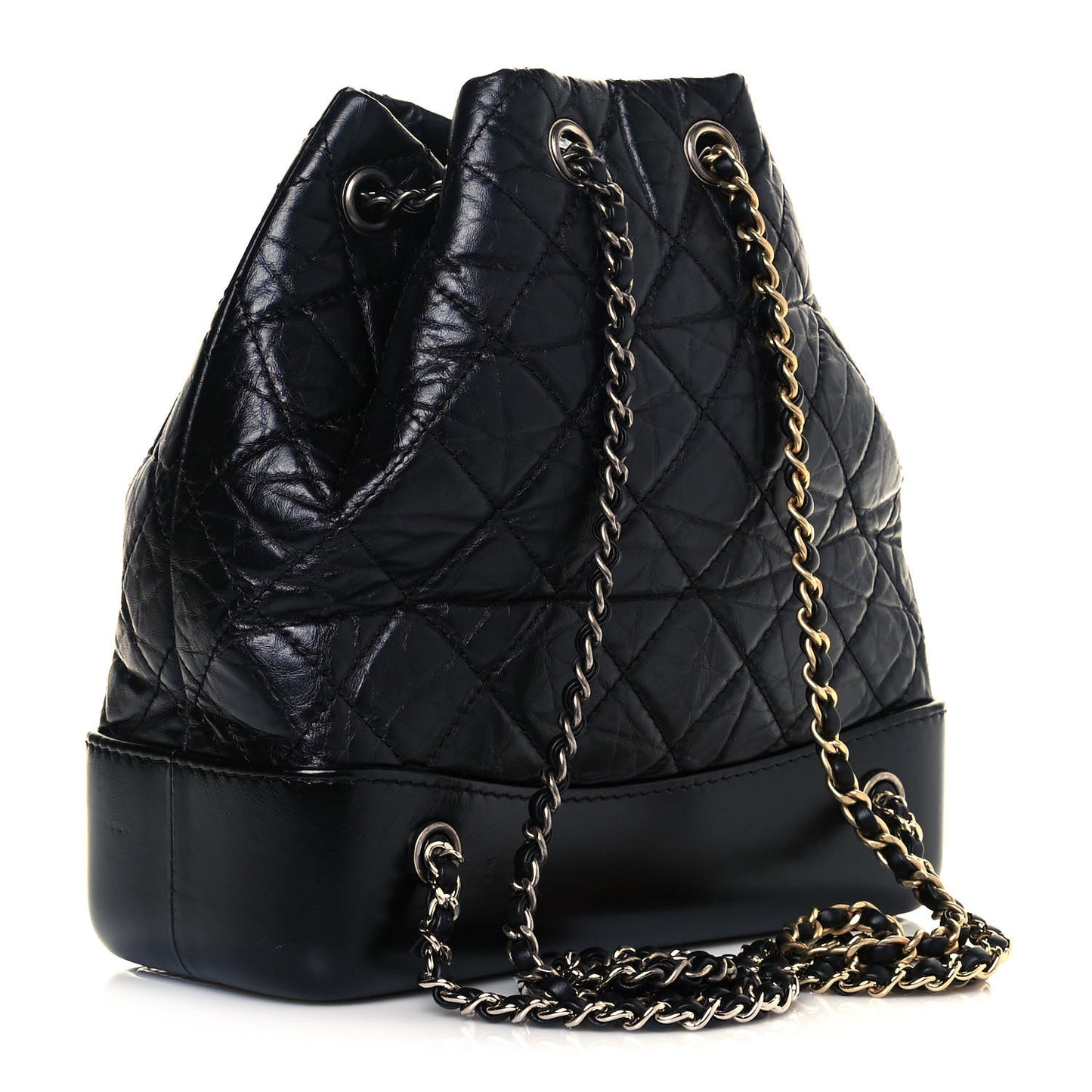 Aged Calfskin Quilted Small Gabrielle Backpack Black