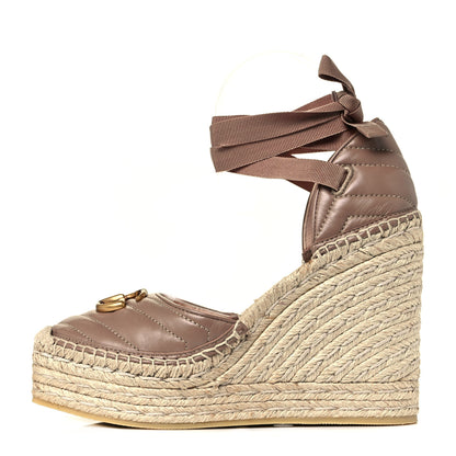 Gucci Nappa Matelasse GG Marmont Ankle Wrap Platform 35/120mm Espadrille Wedges 38 Porcelain Rose 1 of 10