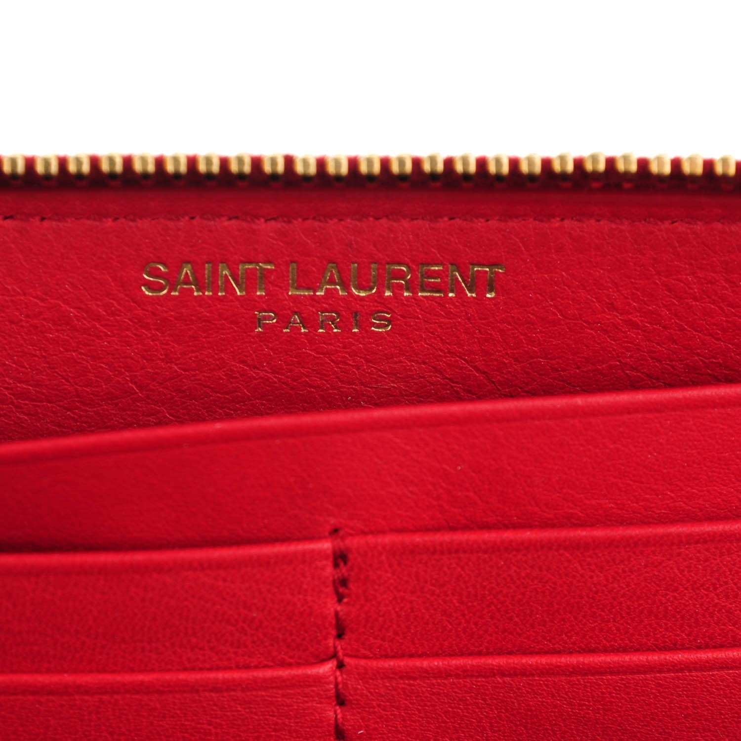 Saint Laurent Calfskin Classic Y Ligne Zip Around Wallet Red 6 of 6