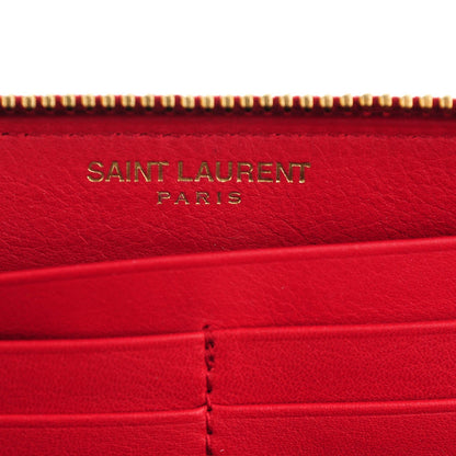 Saint Laurent Calfskin Classic Y Ligne Zip Around Wallet Red 6 of 6