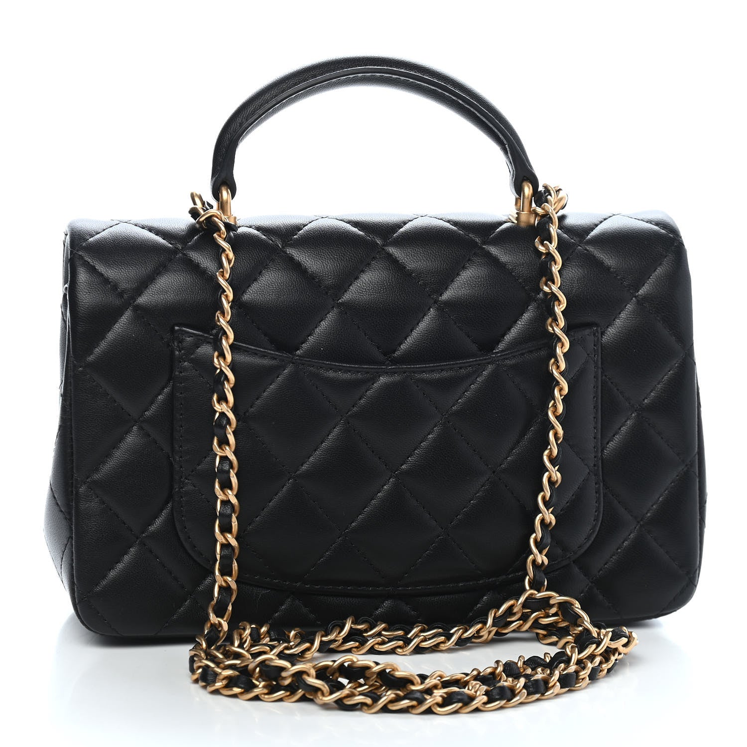 Chanel Lambskin Quilted Mini Top Handle Rectangular Flap Black 3 of 9