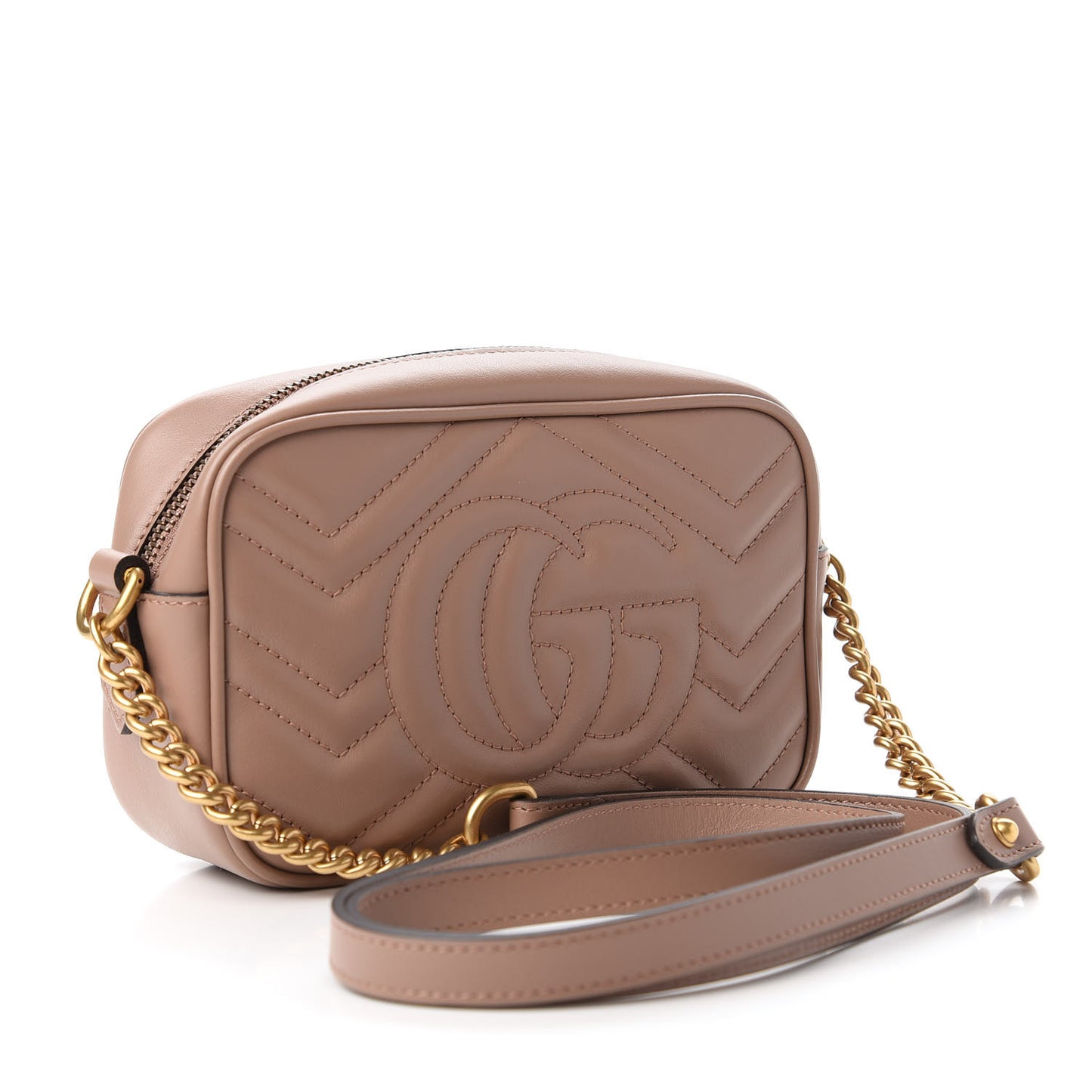 Calfskin Matelasse Mini GG Marmont Chain Shoulder Bag Porcelain Rose