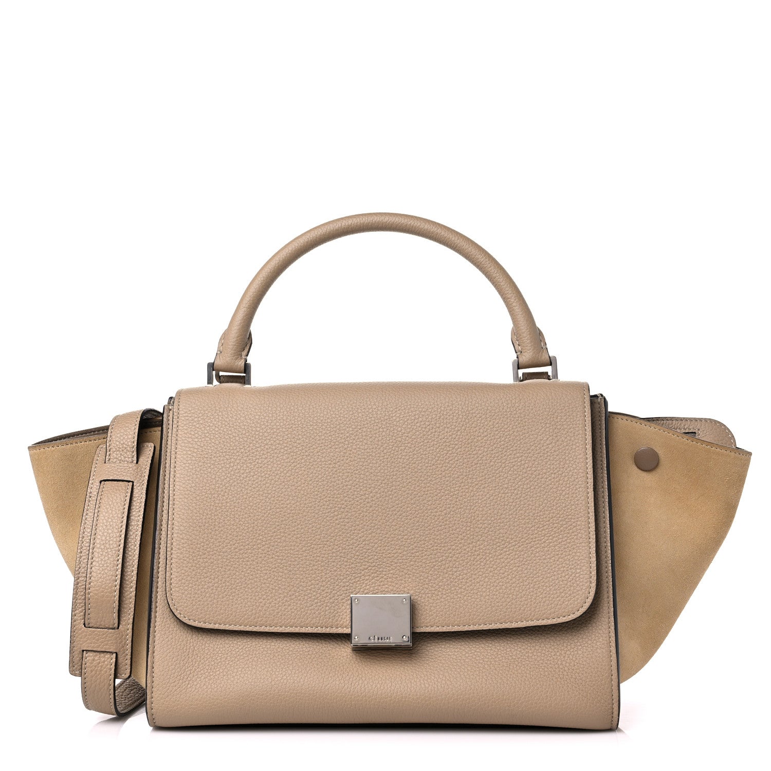 Celine Drummed Calfskin Suede Small Trapeze Dune 1 of 11