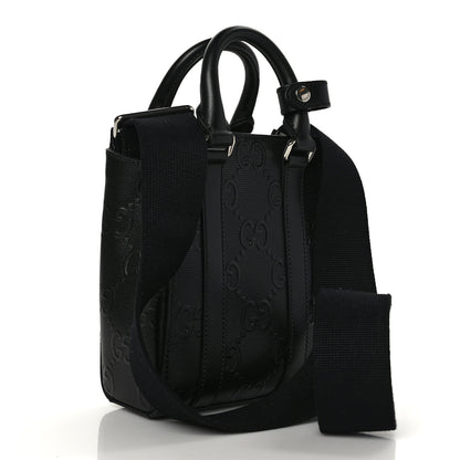 Gucci Calfskin GG Tennis Embossed Mini Tote Bag Black 3 of 9
