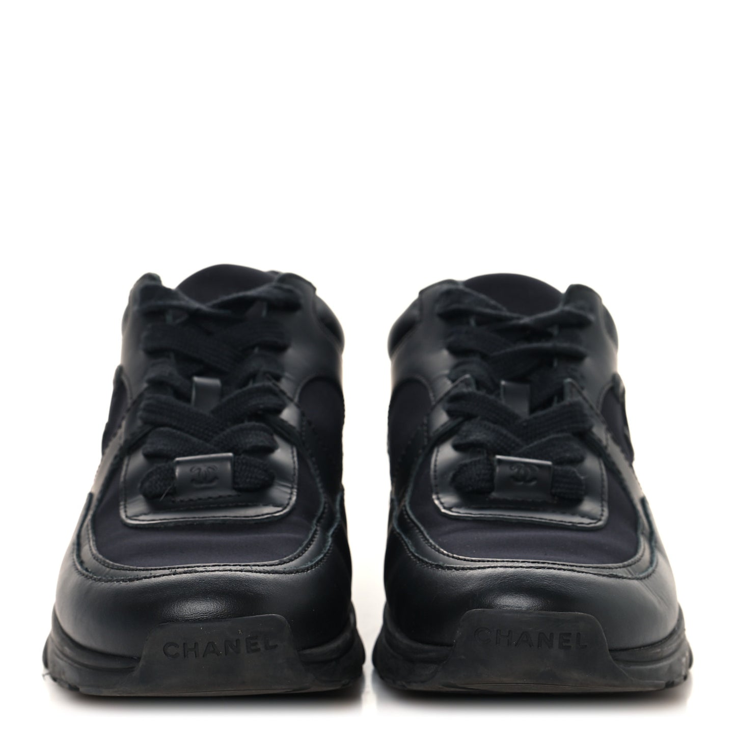 Lambskin Fabric CC Uniform Sneakers 37 Black