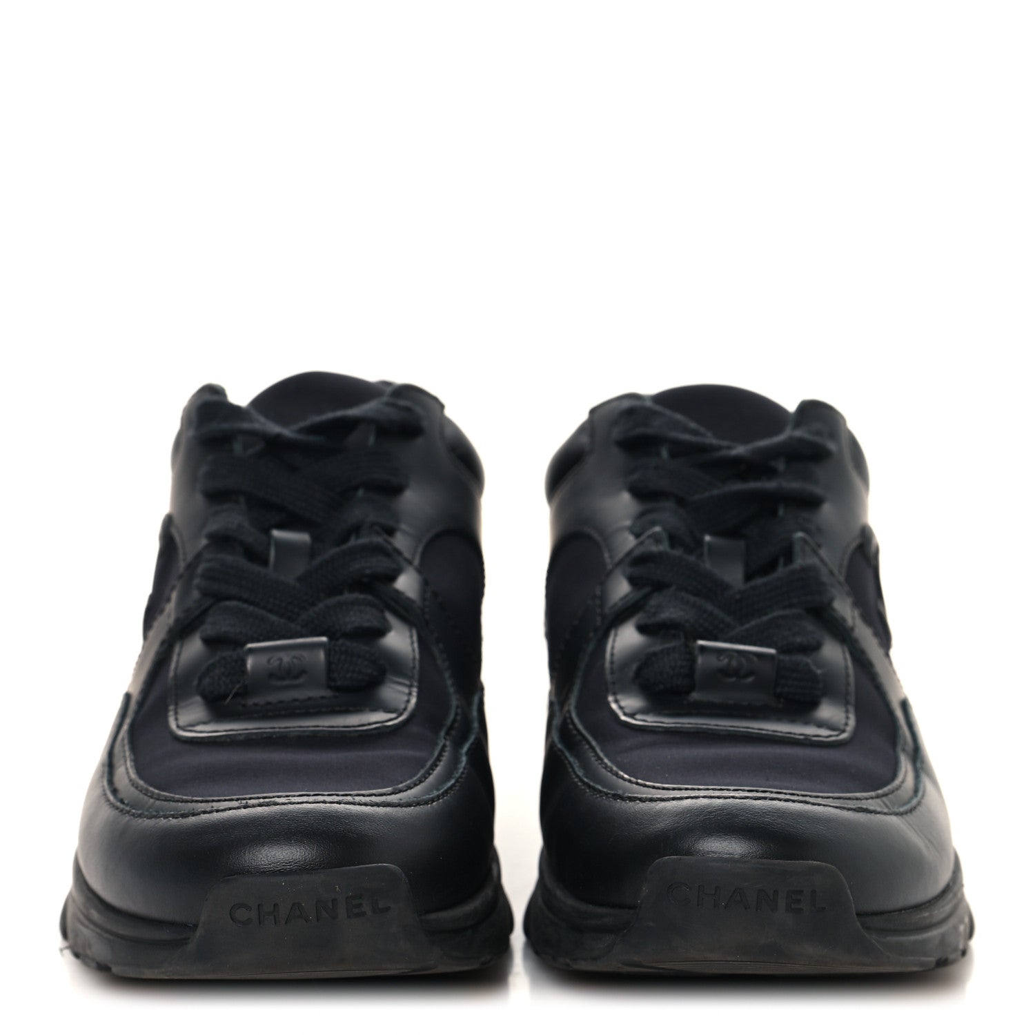 Chanel Lambskin Fabric CC Uniform Sneakers 37 Black 3 of 9