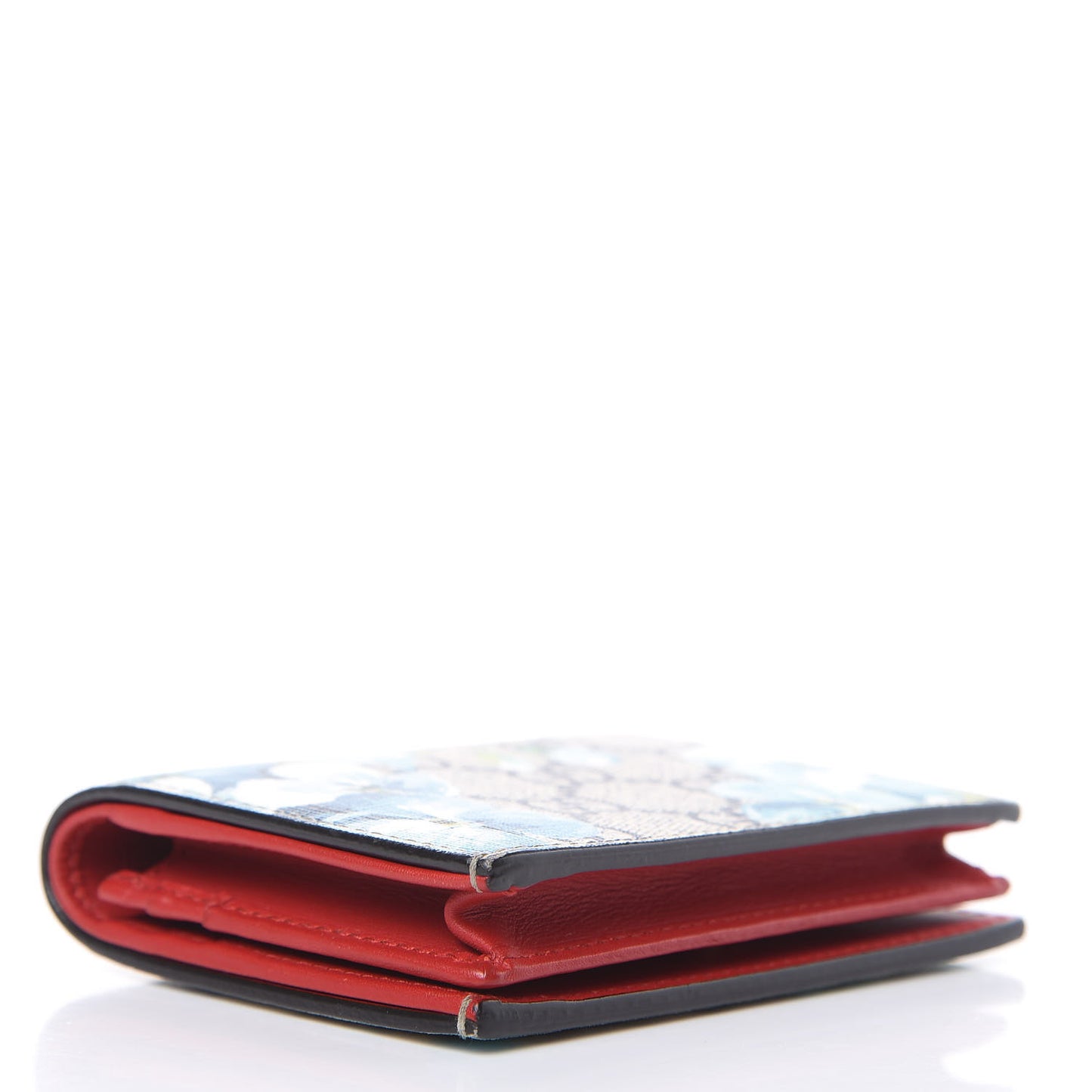 GG Supreme Monogram Blooms Card Case Beige Blue Navy Hibiscus Red