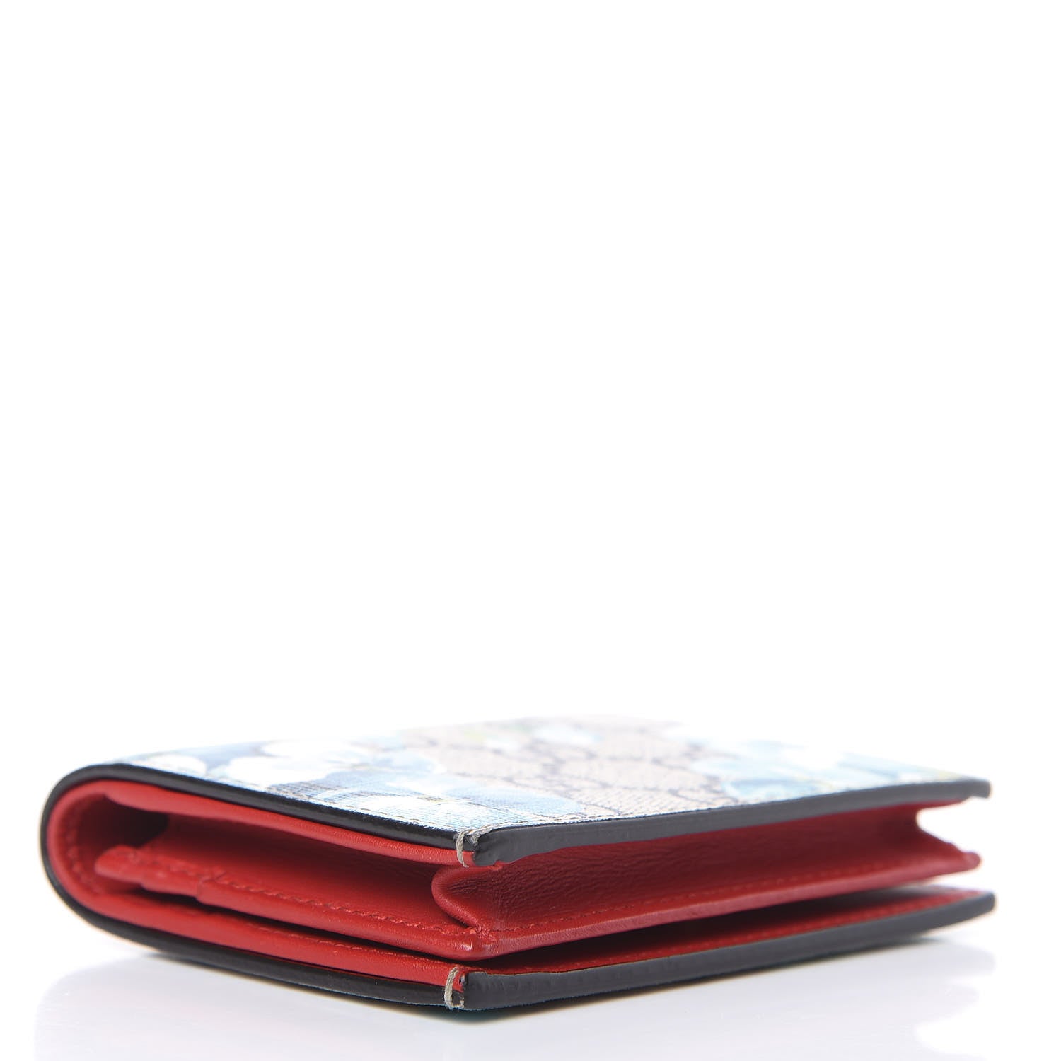 Gucci GG Supreme Monogram Blooms Card Case Beige Blue Navy Hibiscus Red 4 of 8